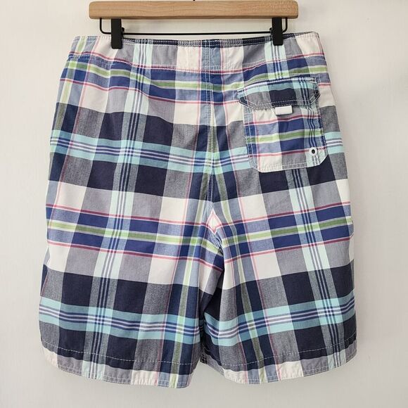 Abercrombie & Fitch blue plaid swim trunks board shorts mens size L - Picture 3 of 8